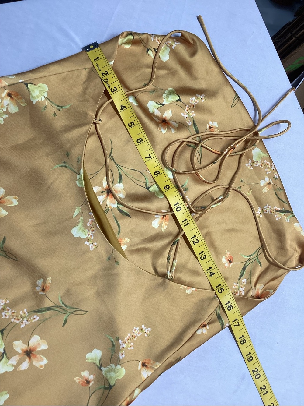 Birdh Grey Matte Satin Gold Floral Cowl Neck Floral Dress - Picture 11 of 14